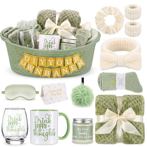 Zopeal Green Gift Basket Set for Women Spa Care Relaxation Birthday - All-in-One