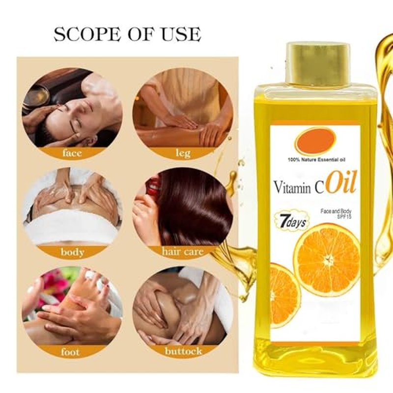 500ml Vitamin C Oil for Skin Brightening - Organic Vitamin C Oil for Face & Body - Soft 7 Body Oil, Moisturizing