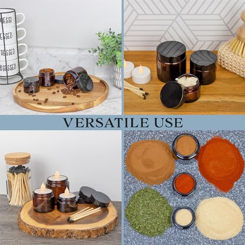 Cornucopia Brands 1, 2 & 4-Ounce Amber Glass Straight Sided Jars (Combo Pack, 4 Each / 12 Total); Great Containers for Cosmetics, Lotions, Body Scrubs & Balms