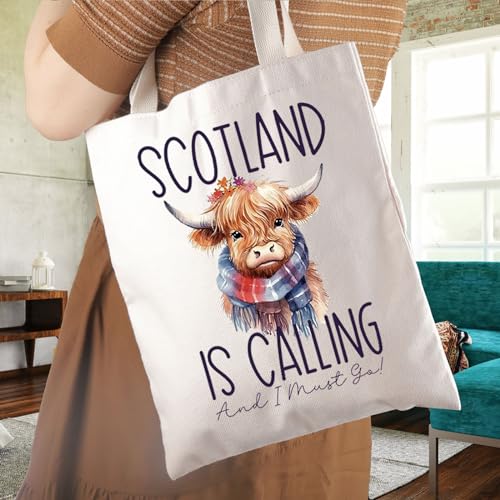 WCGXKO Highland Cow Scottish Tote Bag - Scotland Travel Gift