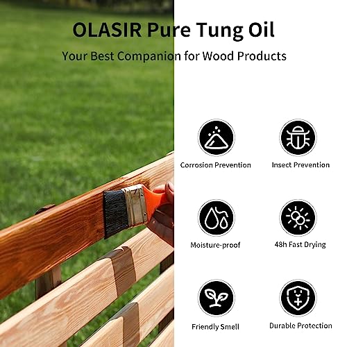 1 Gallon (128 oz) Food-Grade Pure Tung Oil for Wood Finishing & Waterproofing