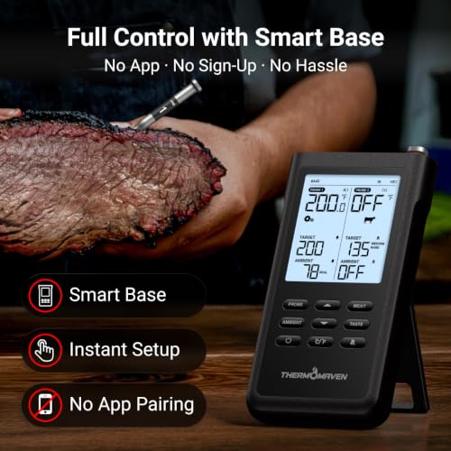 Wireless Meat Thermometer with 2 Probes, No App Needed, Long Range