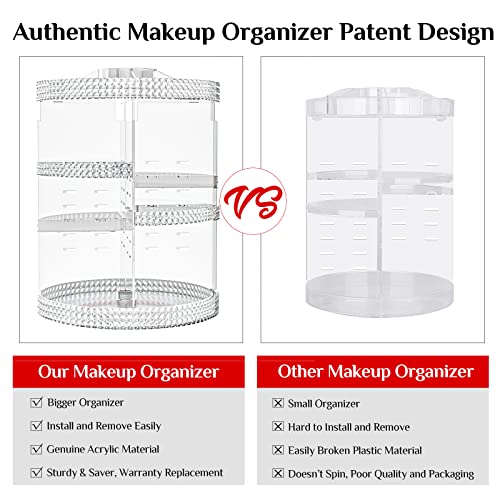 X-Large Clear 360 Rotating Makeup Organizer with 7 Adjustable Layers