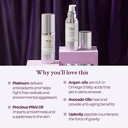 PRAI Beauty Platinum Firm and Lift Night Serum, Anti-Aging Face Serum for Instant Face Lift, Nourishing and Hydrating Serum, Vegan, Cruelty-Free, 1 Fl Oz