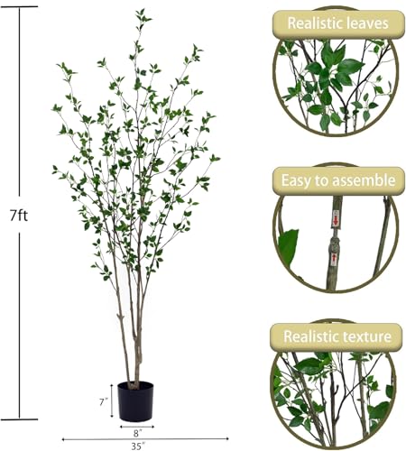 7FT Artificial Citrus Tree - Minimalist Faux Tree with Lifelike Leaves