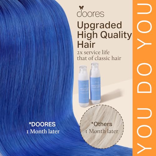 DOORES 9A Grade Human Hair Extensions - Real Remy Hair, Easy Clip-In, Vibrant Color