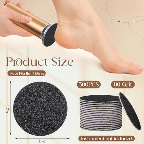Electric Foot File Replacement Disc 80 Grit for Callus Removal - Pack of 500 - Suitable for Men & Women