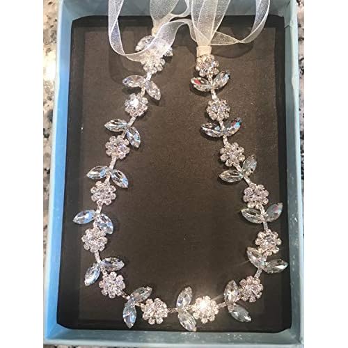 SWEETV Silver Flower Girl Headpiece for Wedding Crystal Baby Girl Headband Flower Crown Communion Hair Accessories for Birthday, Photography