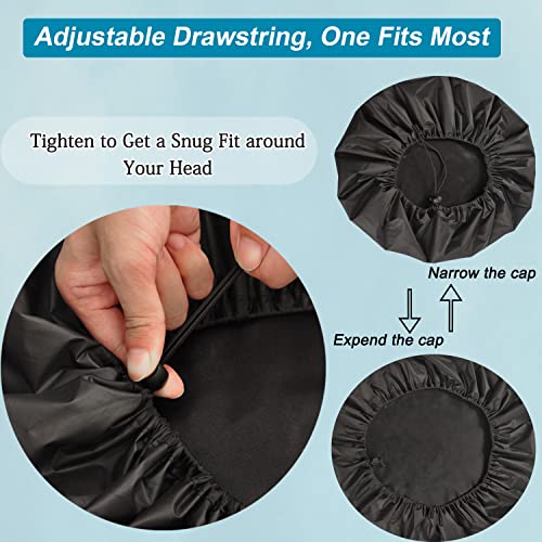 2X-Large Satin Lined Shower Cap for Long Hair & Braids - Waterproof Edge, Extra Large, Black