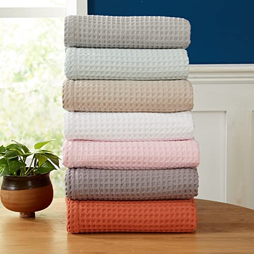 Full/Queen Cotton Waffle Weave Bed Blanket - White, Soft & Breathable