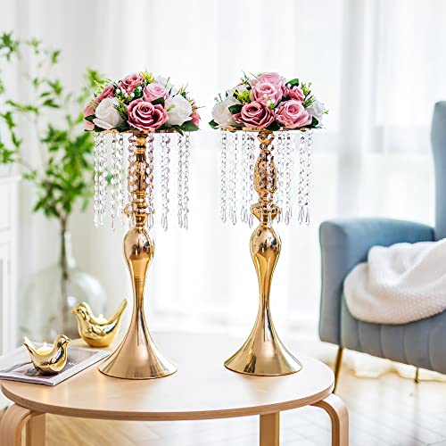 Flower Centerpieces Wedding Tables - Dusty Rose & White, 10 Pack - Ready to Display