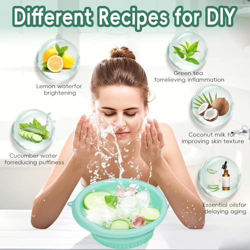 Silicone Face Bowl for Ice: Facial Ice Bath Built-In Icetray,Portable Collapsible Ice Facial Basin for Sunburn Recovery,Reduces Puffiness,Sensitive Skin,Skin Calming Tool,Gifts for Skincare Lovers