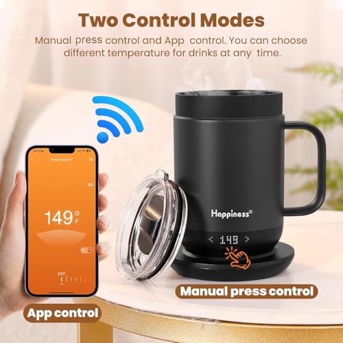 Happiness 16oz Self-Heating Coffee Mug with Temperature Control - Black