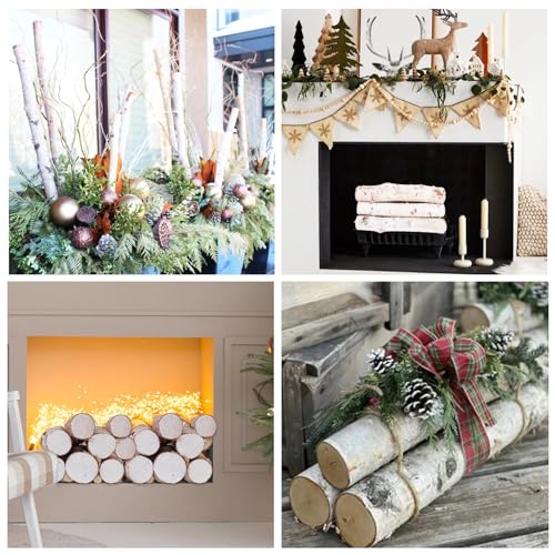 8 Pack Large Diameter Birch Logs for Fireplace Decor & Crafts - Natural Wood