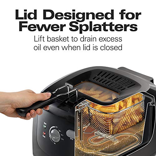 Deep Fryer with Basket - 8-Cup Capacity, Cool-Touch Sides, Adjustable Temp