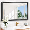 Bathroom Mirror, 42 x 30 Inch Brushed Black Rectangle 0.6" Thickened