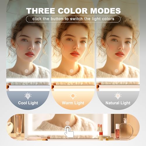 Hasipu Vanity Mirror with Lights, 17.7" x13.8¡± - 10X Magnification, Smart Touch 3 Color Modes, Brightness Control & 360¡Æ Rotation