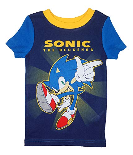 Sonic The Hedgehog Boys' 4-Piece Cotton Pajama Set - Blue, Size S