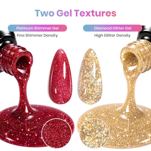 Beetles Glitter Gel Nail Polish Set - Party Auras 20 Colors with Top Coats