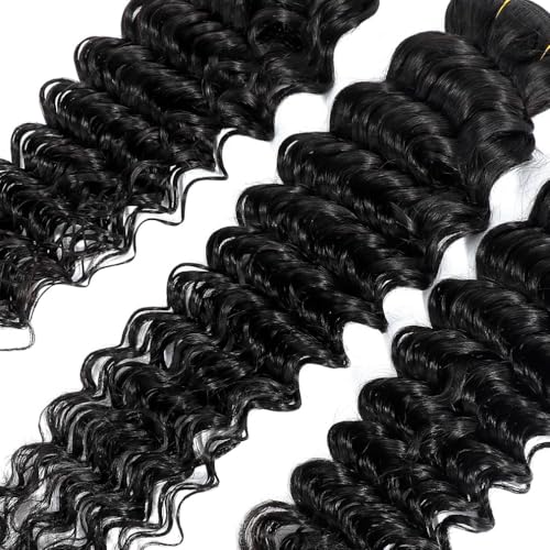 Deep Wave Human Hair Bundles 20 Inch Curly Virgin Hair Natural Black - Variation of THIS listing