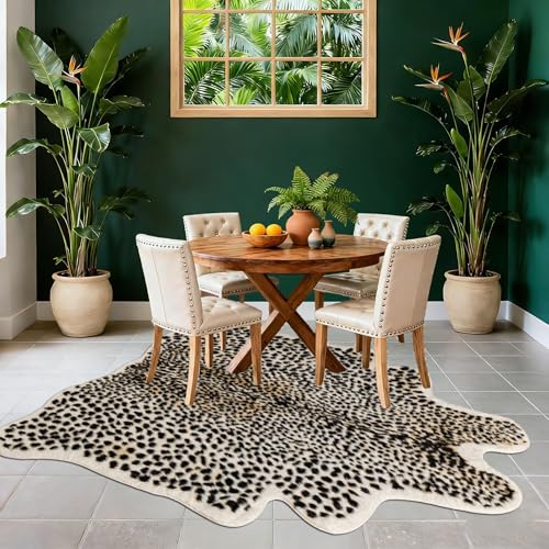 Seek4comfortable Leopard Print Rug 6.8x5.2 ft Faux Cheetah Animal Carpet