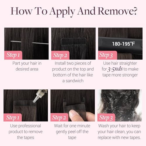 GOO GOO 14 Inch Hair Extensions Tape in Human Hair 20pcs Jet Black #1