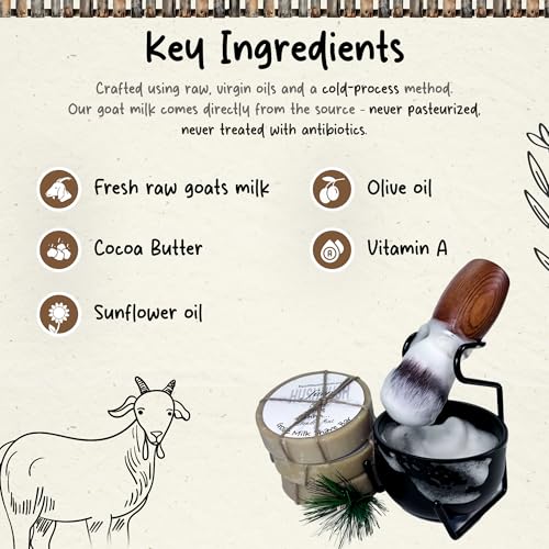 HushHush Farms Shaving Soap for Men | Handmade with Goat Milk, Olive Oil & Cocoa Butter | Plastic-Free & Moisturizing Shave Soaps | Pack of 3 (Patchouli, Tea Tree, Lavender Mint)