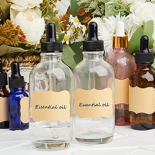 Lallisa 48 Pack Essential Oil Dropper Bottle Glass Dropper Bottles DIY for DIY essential Oil Perfume with Funnels Pipettes Labels for Bathrooms, Hotels, Labs (120 Ml,4 oz,Clear)