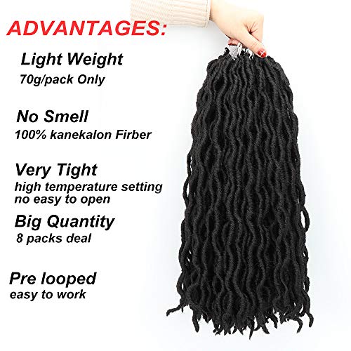18 Inch Gypsy Locs Crochet Hair - Ombre Faux Locs for Black Women, 8 Packs
