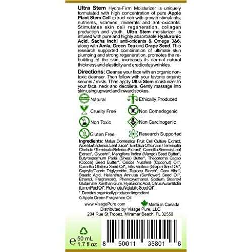 Ultra Stem Regenerative Moisturizer - Organic - Physician Formulated - Research Supported -Natural Extra Strength Stem Cell Moisturizer. Prevents Superficial Wrinkles and Deep Skin Aging