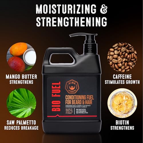 GIBS Grooming Bio Fuel Conditioner 33.8 oz for Beard & Hair Growth, Made in USA