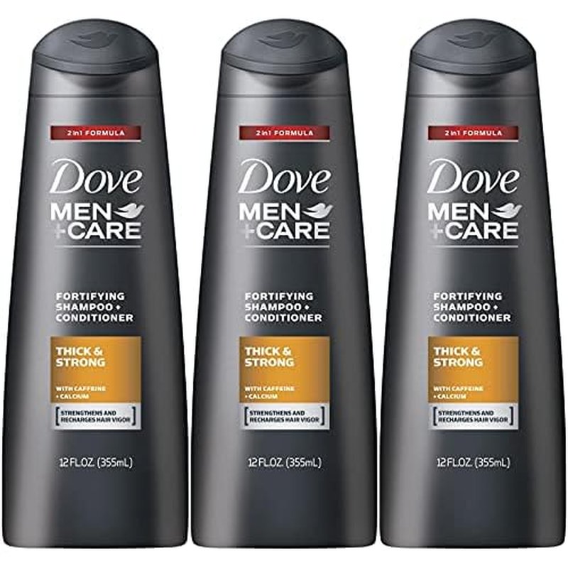 Dove Men + Care Thick and Strong Fortifying 2-in-1 Shampoo + Conditioner, 12 Ounce (Pack of 3)