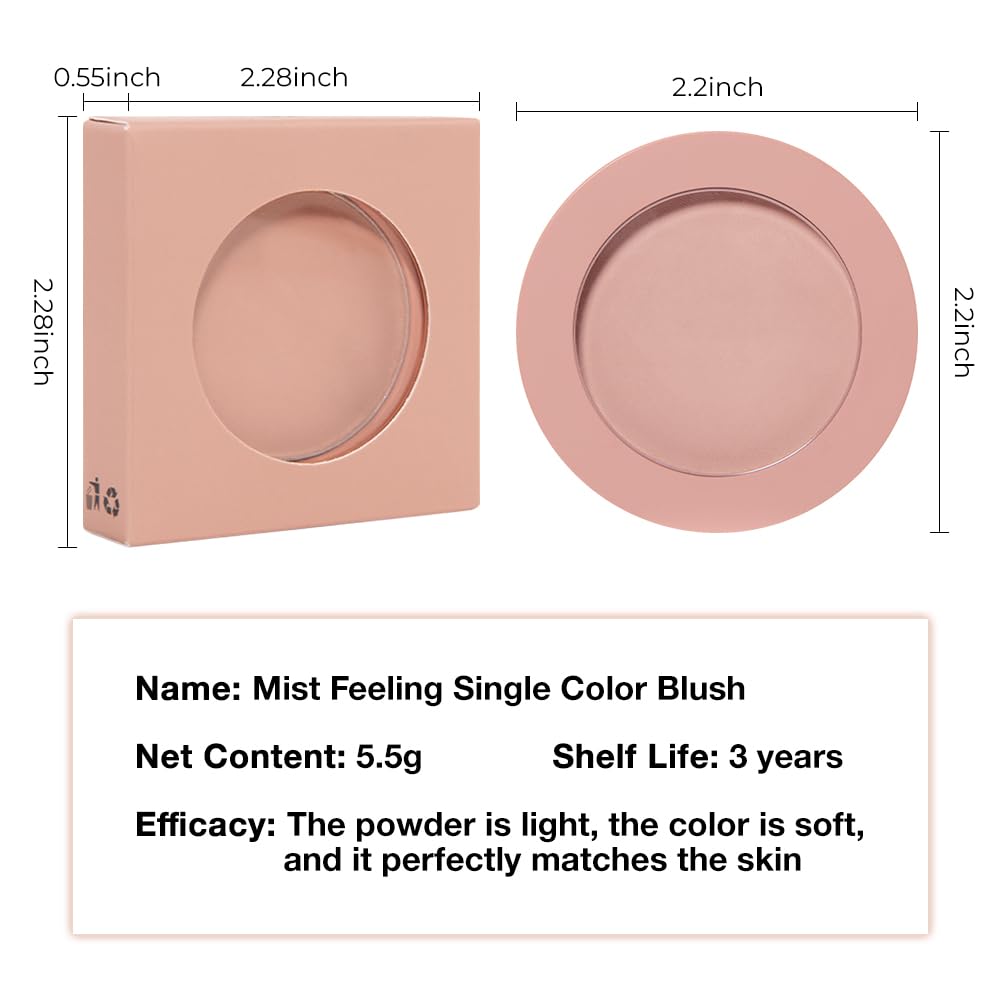 HHLTOH Single Dusty Rose Pink Matte Powder Blush Palette Face Makeup, Blush for Looks Younger Cheeks, Monochrome Cream Blushes Lightweight Long Lasting, Blush for Women All Skin Tones Paleta de, 04