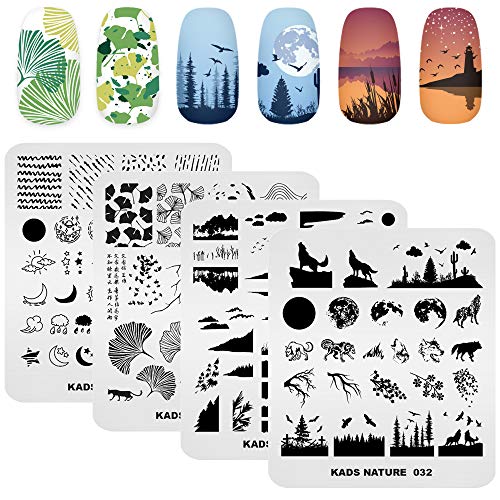 KADS 20pcs Nail Stamp Plates Set - Leaves, Flowers, Animal Nail Art Templates (20 Pcs)