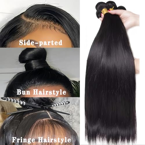 8 10 12 Inch Straight Human Hair Extensions Bundle - Unprocessed Brazilian Virgin Hair