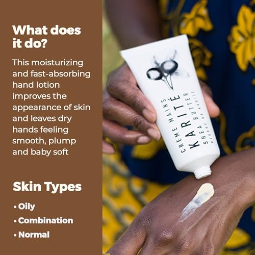 Karit? Shea Butter Hand Cream - Raw Organic Shea Butter for Dry Cracked Hands - Intense Moisturizing Hand Lotion with Jojoba & Rosehip Oil - Hypoallergenic & Dermatologist Approved