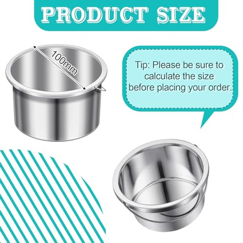 BBTO 2 Pcs Wax Pot Wax Melt Warmer Replacement Inner Pot Liner 14oz Metal Tin 4'' Portable Hair Removal Waxing Bowl Container for 500 ml Hair Removal Machine