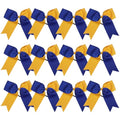 Cheer Bows 6 Inch 2 Color Ponytail Holders - Royal Blue & Gold, 16 Pcs