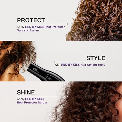 KISS Pencil Flat Iron & Heat Protector Spray Bundle - Ceramic Tourmaline Plates - 0.3" x 0.3" - 450F Max Temp - Straightens Short to Medium Hair