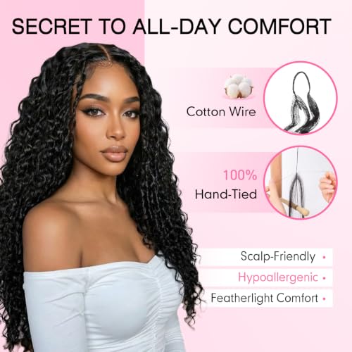 Crochet Hair Extensions Deep Wave 18 Inch 100 Strands - Black 4# - Feather Light & Tangle-Free