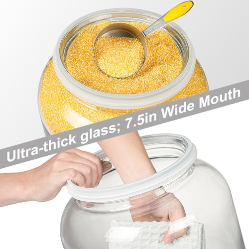 Large Glass Storage Jar with Stainless Steel Lid 5.5 Gallon 21000ml Kitchen Organizer