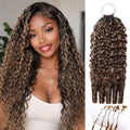 Ombre P4/27/30 Burmese Curly Human Hair Extensions 18 Inch Pre-Separated Feather Crochet with Spiral Curl Ends for Black Women