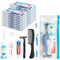 Travel Hygiene Kit with Toothbrush, Toothpaste, Mouthwash, Shaver & Accessories - 10 Pack