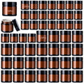 50Pcs(25¡¿4oz + 25¡¿2oz)Amber Glass Jars with Glossy Black & White Inner Lid Liners Airtight Small Glass Containers for Spices Candles Ointments DIY Crafts Travel Toiletries (4oz & 2oz Bundle)