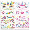 HOWAF 4 PCS Halloween Face Tattoos, Unicorn Face Sticker Temporary Tattoos Stickers for Unicorn Costume Carnival Halloween Costume Women Men