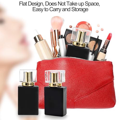 Foraineam 8 Pack 30ml / 1 oz. Black Refillable Perfume Bottles, Portable Square Empty Glass Perfume Atomizer Bottle with Spray Applicator