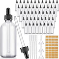 Lallisa 48 Pack Essential Oil Dropper Bottle Glass Dropper Bottles DIY for DIY essential Oil Perfume with Funnels Pipettes Labels for Bathrooms, Hotels, Labs (120 Ml,4 oz,Clear)