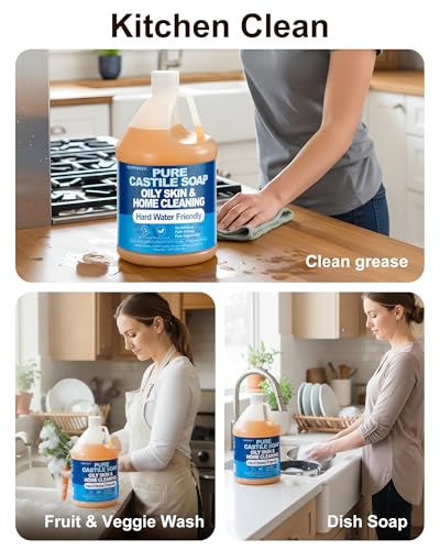 Flowhyet 1 Gallon Unscented Castile Soap Liquid | 128 Fl Oz, Organic & Gentle