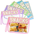 Kacctyen 6 Pcs Clear Makeup & Snack Bags with Chenille Letter Design, Waterproof Cosmetic Toiletry Organizer for Travel & Gym, Macarons & Snacks Variation