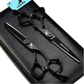 Black 6-Inch Hand Sharpened Hair Cutting Shears Set with Case - Professional Barber Tool - C-Black
